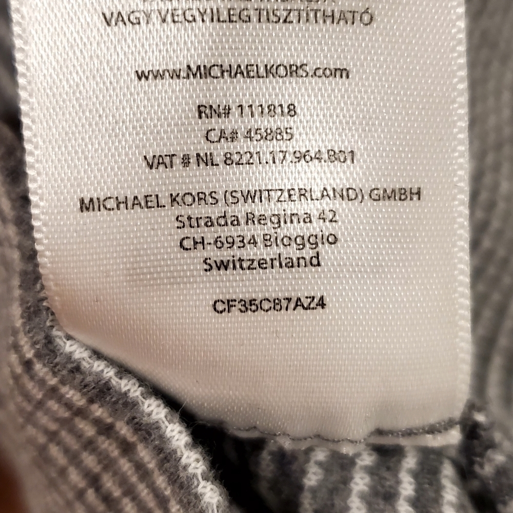 Michael Kors Gray Stripe Men's Snap Button‎ Pullover Sweater Large - Picture 11 of 12